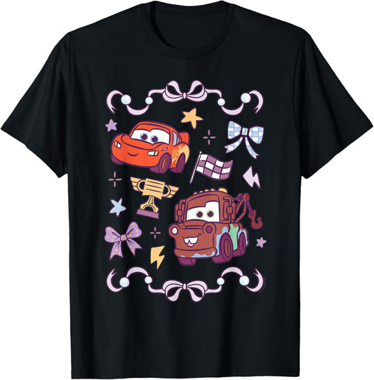 Disney and Pixar's Cars Lightning Mater Cute Chibi Coquette T-Shirt - T-Shirt | Black