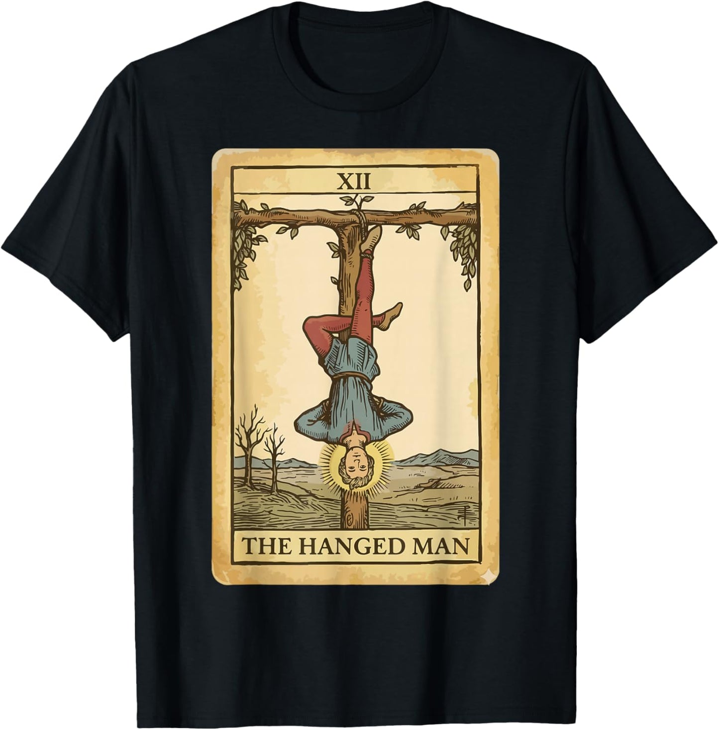 The 12 Tarot Cards Tied Up Man XII Design Occult T-Shirt - T-Shirt | Black