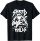 Shred the Halls Christmas Rocker Santa Metalhead Guitarist T-Shirt - T-Shirt | Black