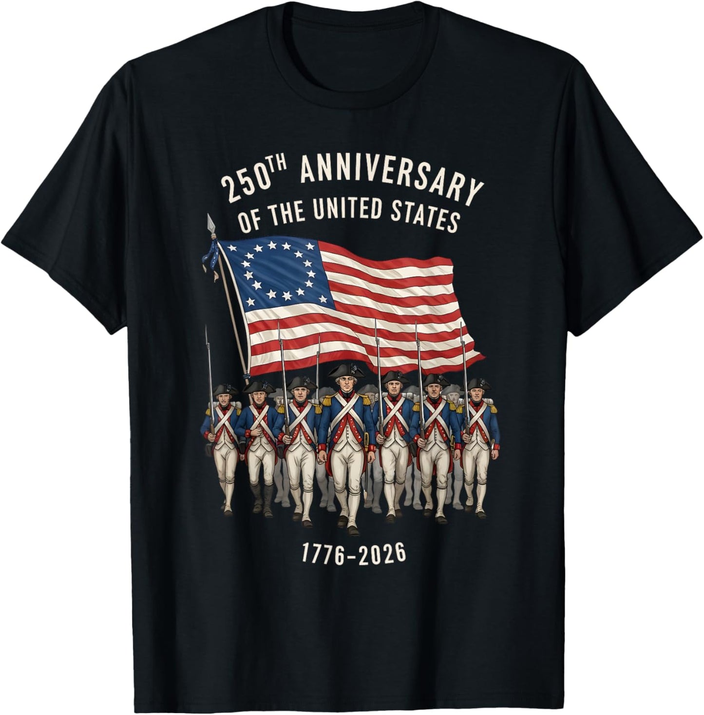 250th Anniversary of The United States Revolutionary Soldier T-Shirt - T-Shirt | Black