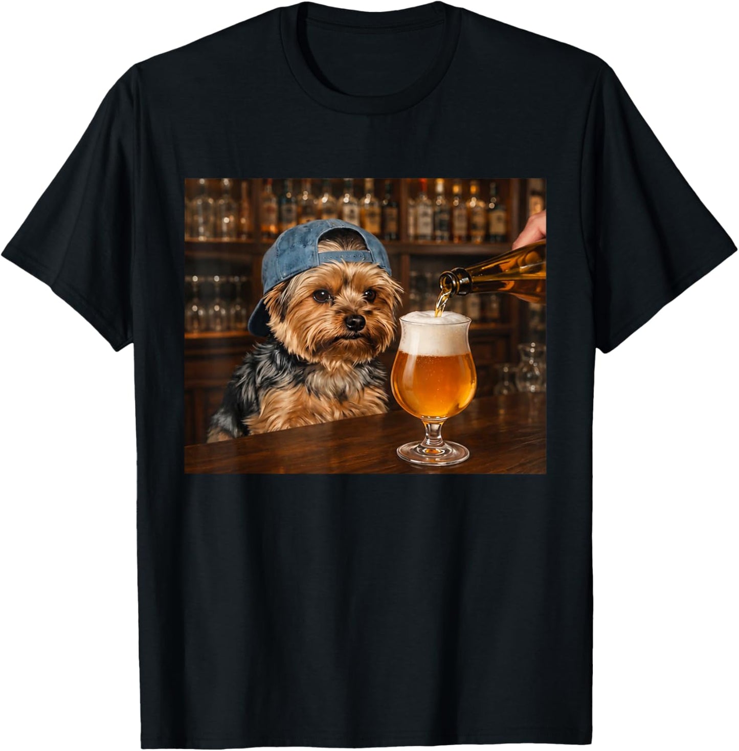 Yorkie Drinking Beer Funny Dog Meme T-Shirt - T-Shirt | Black