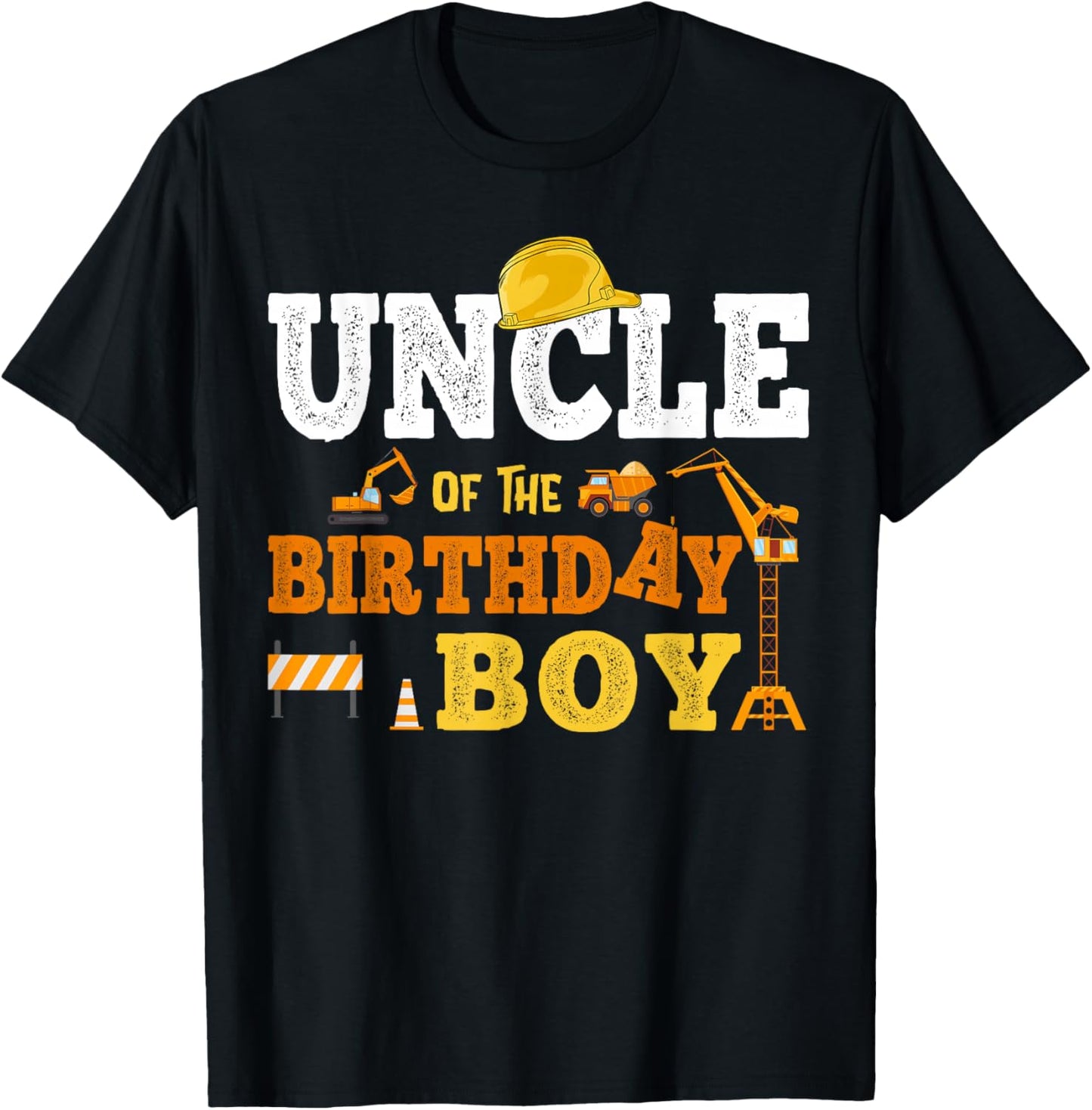 Uncle Of The Birthday Boy Kid Construction Matching Family T-Shirt - T-Shirt | Black