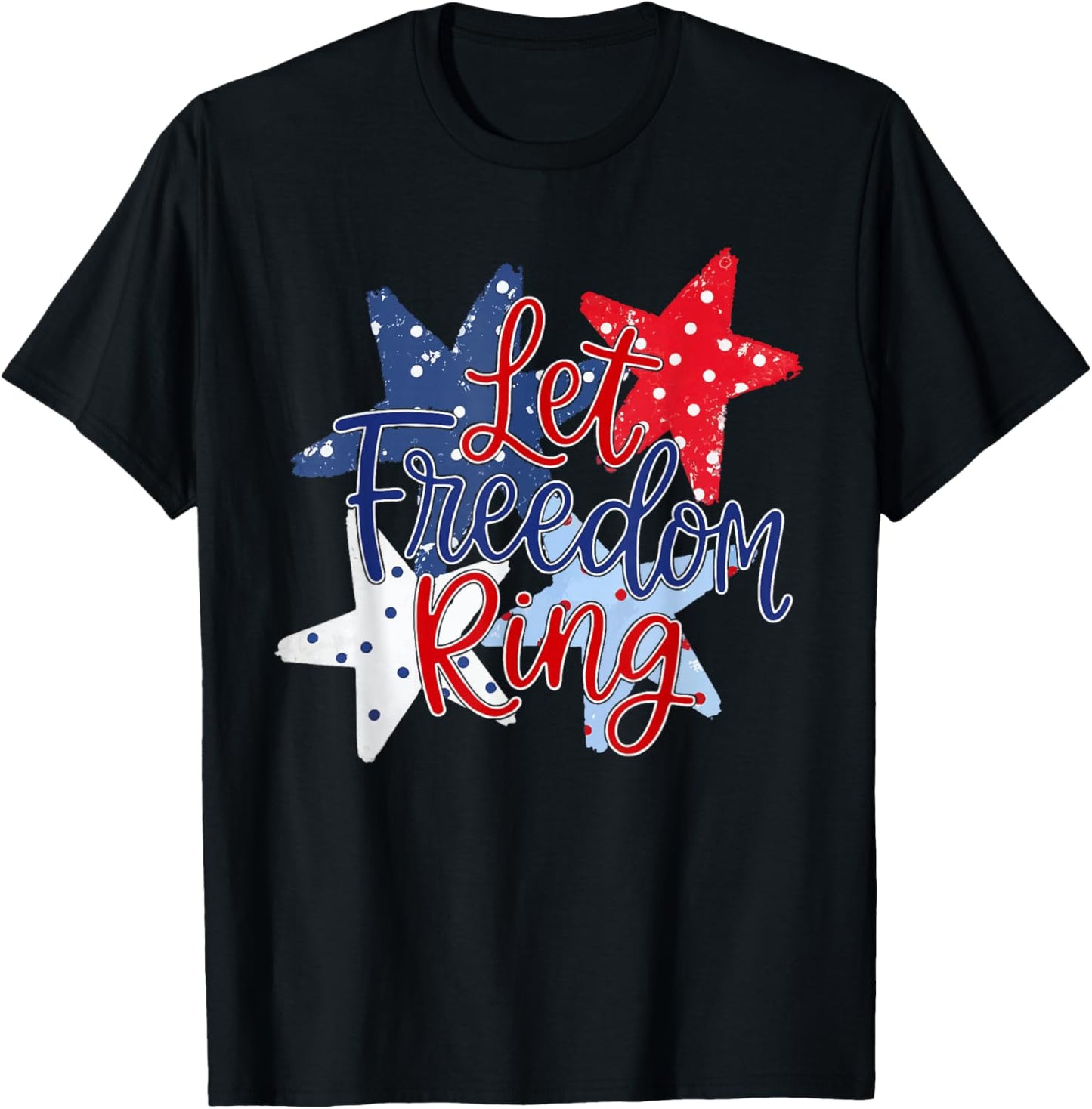 Let Freedom Ring Independence Day Cute Girly 4th of July T-Shirt - T-Shirt | Black