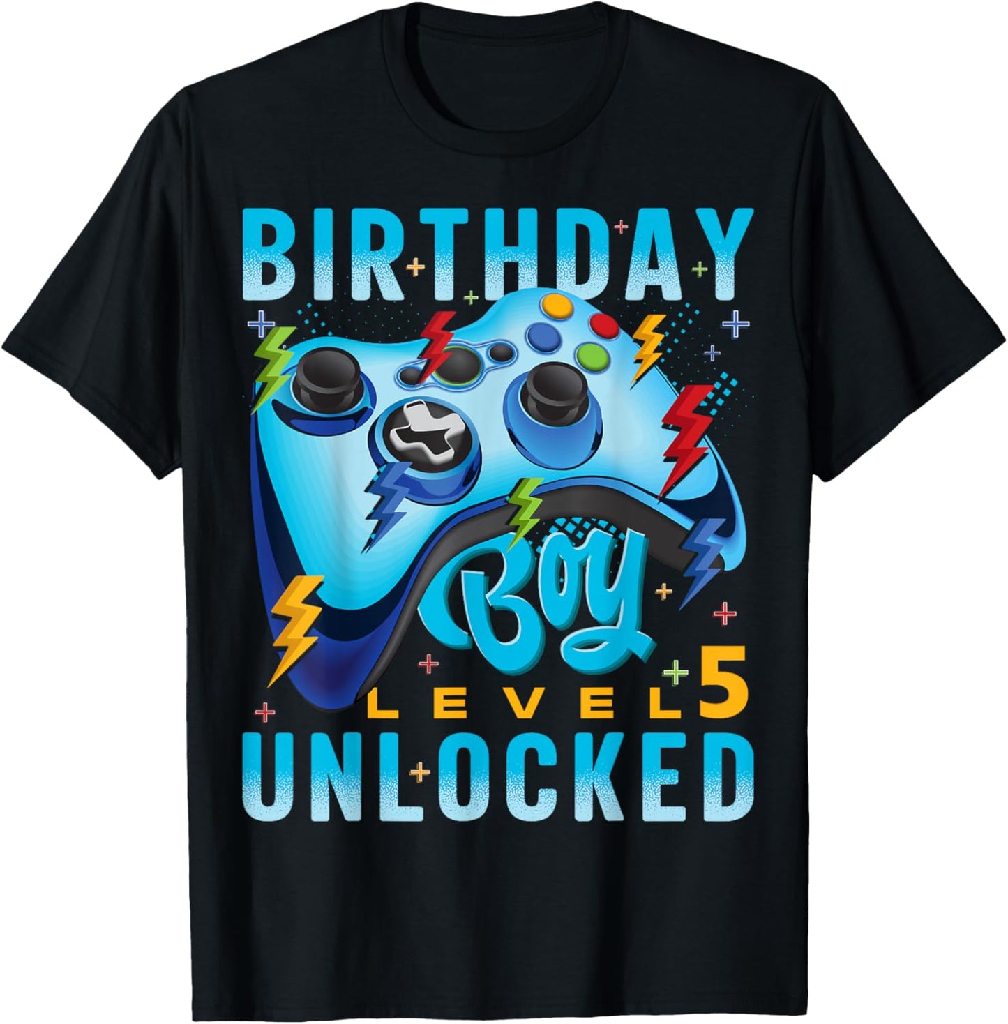 Level 5 Unlocked Birthday Boy Video Gamer 5th Birthday Boy T-Shirt - T-Shirt | Black