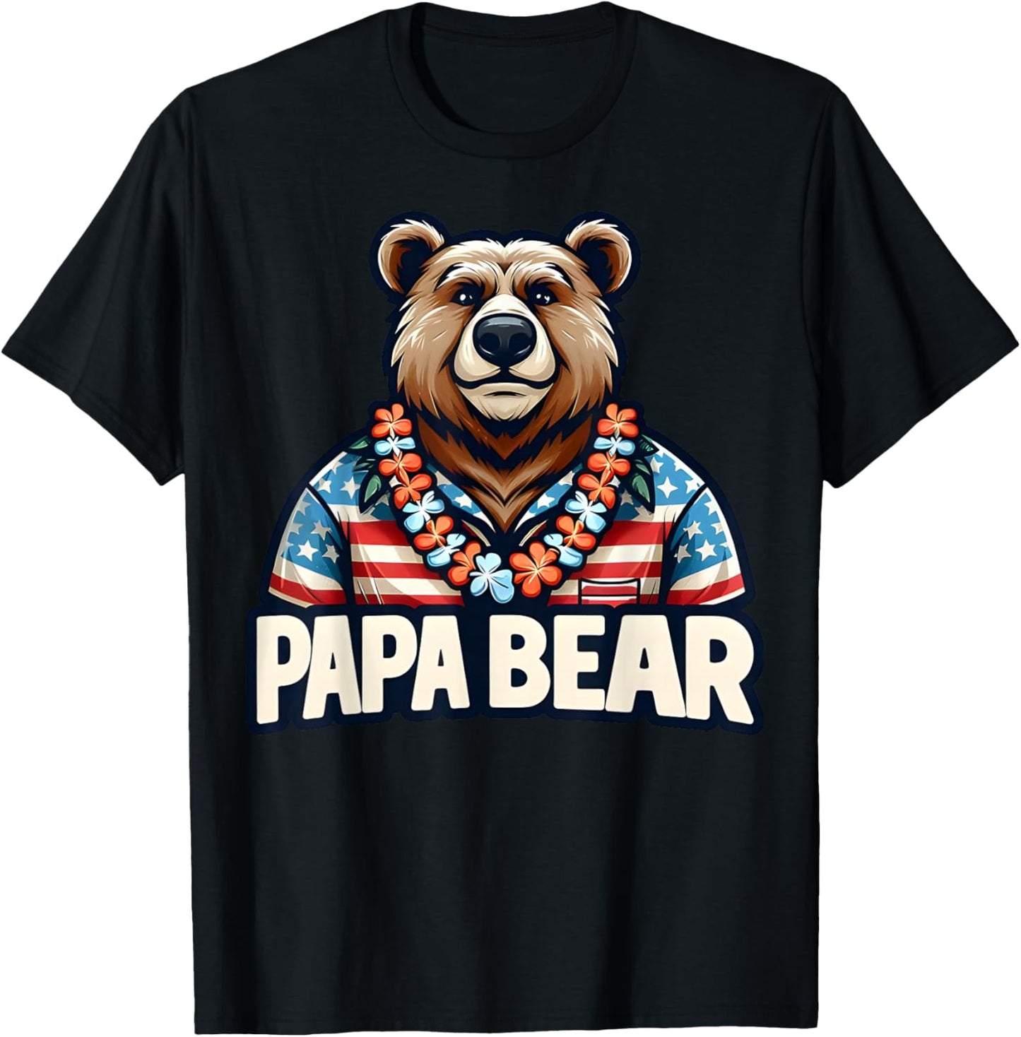 Papa Bear Shirt Fathers Day Gift Patriotic Proud Best Dad T-Shirt - T-Shirt | Black