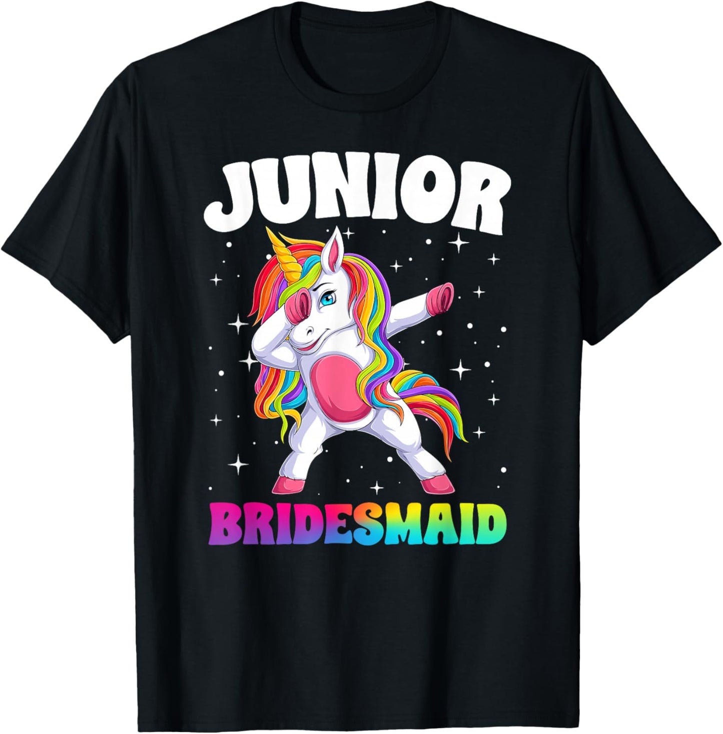 Junior Bridesmaid Unicorn Wedding Junior Bridesmaid Party T-Shirt - T-Shirt | Black