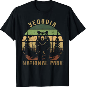Retro Vintage Sequoia National Park for kids Hiking Camping T-Shirt - T-Shirt | Black