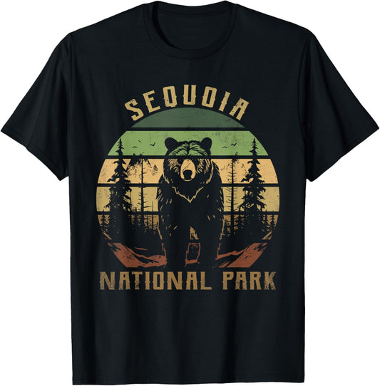 Retro Vintage Sequoia National Park for kids Hiking Camping T-Shirt - T-Shirt | Black