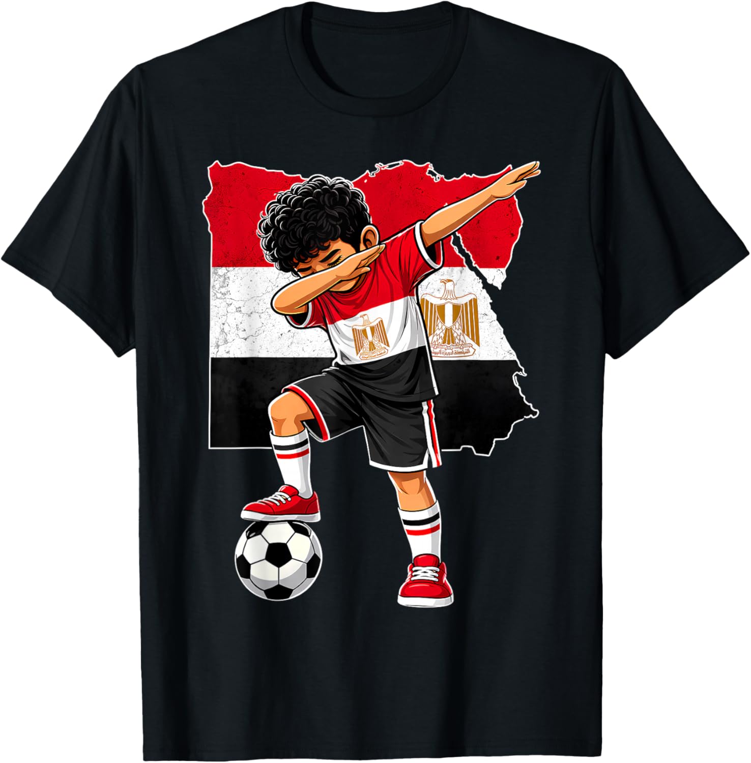 Dabbing Fußball Ägypten Trikot Junge Ägypter Jungen Fußball T-Shirt - T-Shirt | Black