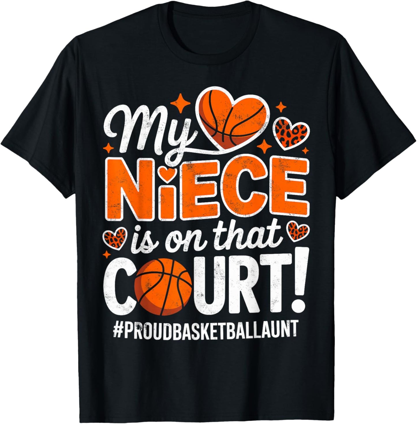 My Niece on That Court Proud Basketball Player Girl Aunt T-Shirt - T-Shirt | Black