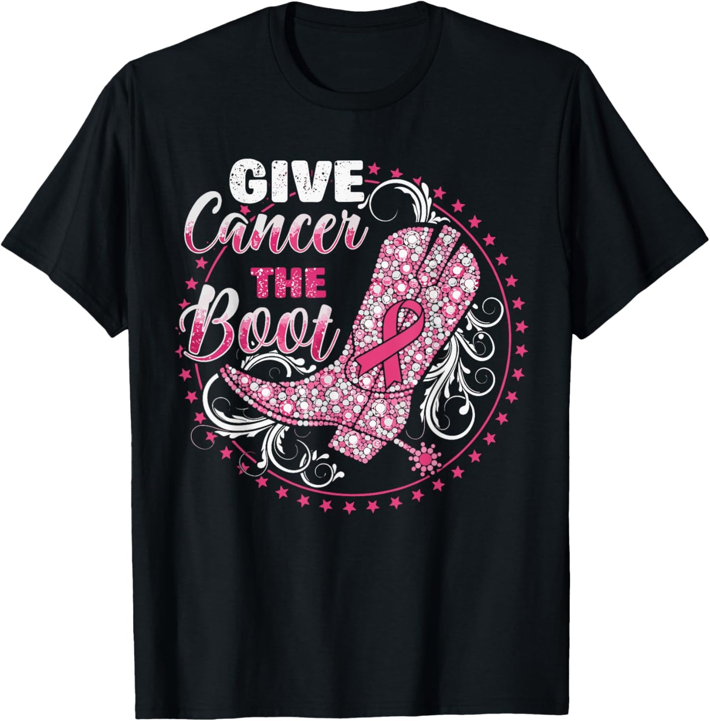 Breast Cancer Shirts , Cowgirl Boots On The Ground T-Shirt - T-Shirt | Black