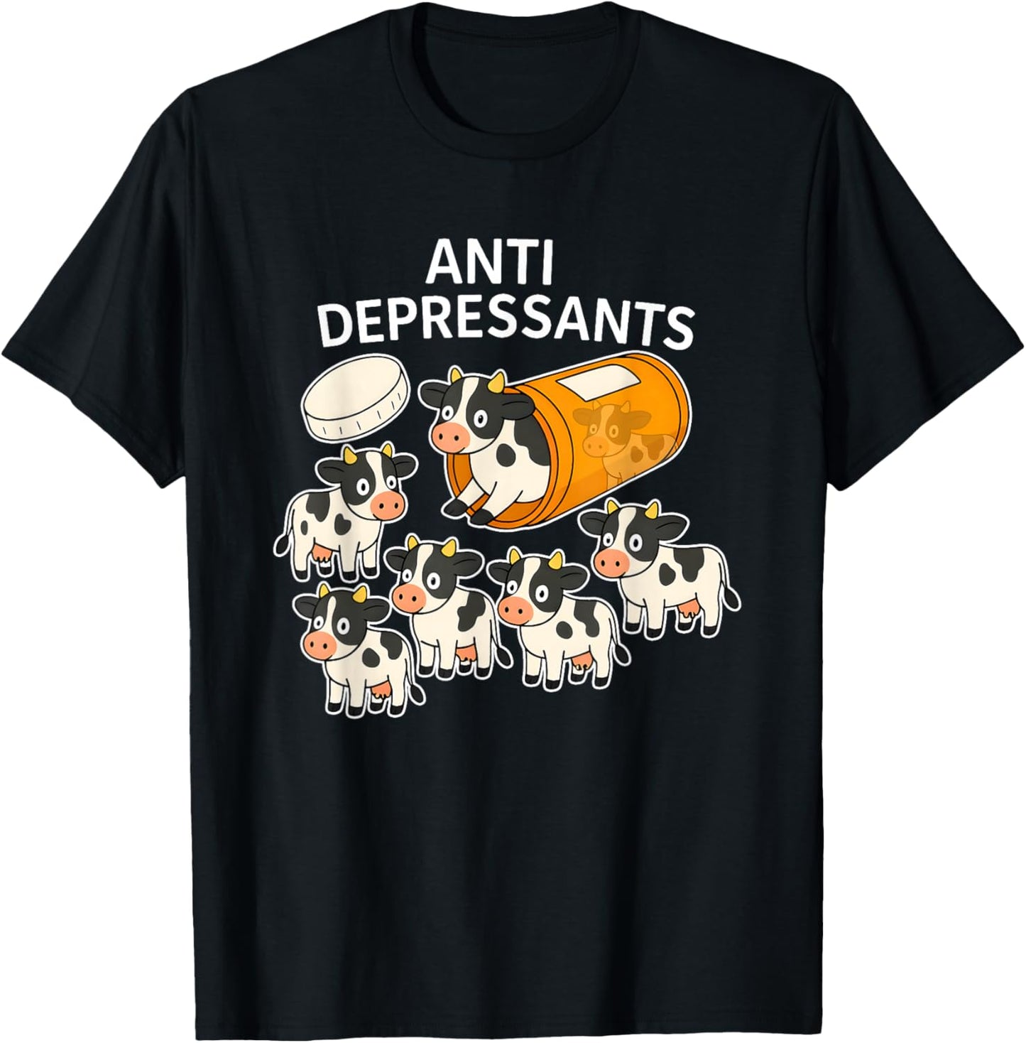 Anti Depressants Cow Funny Women T-Shirt - T-Shirt | Black
