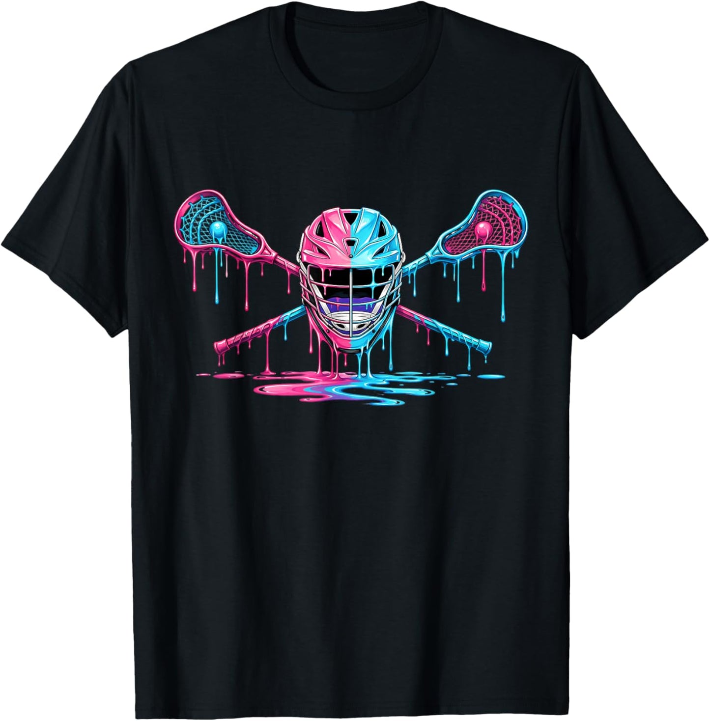 Kids Lacrosse Drip Helmet Design for Boys Girl Youth Players T-Shirt - T-Shirt | Black