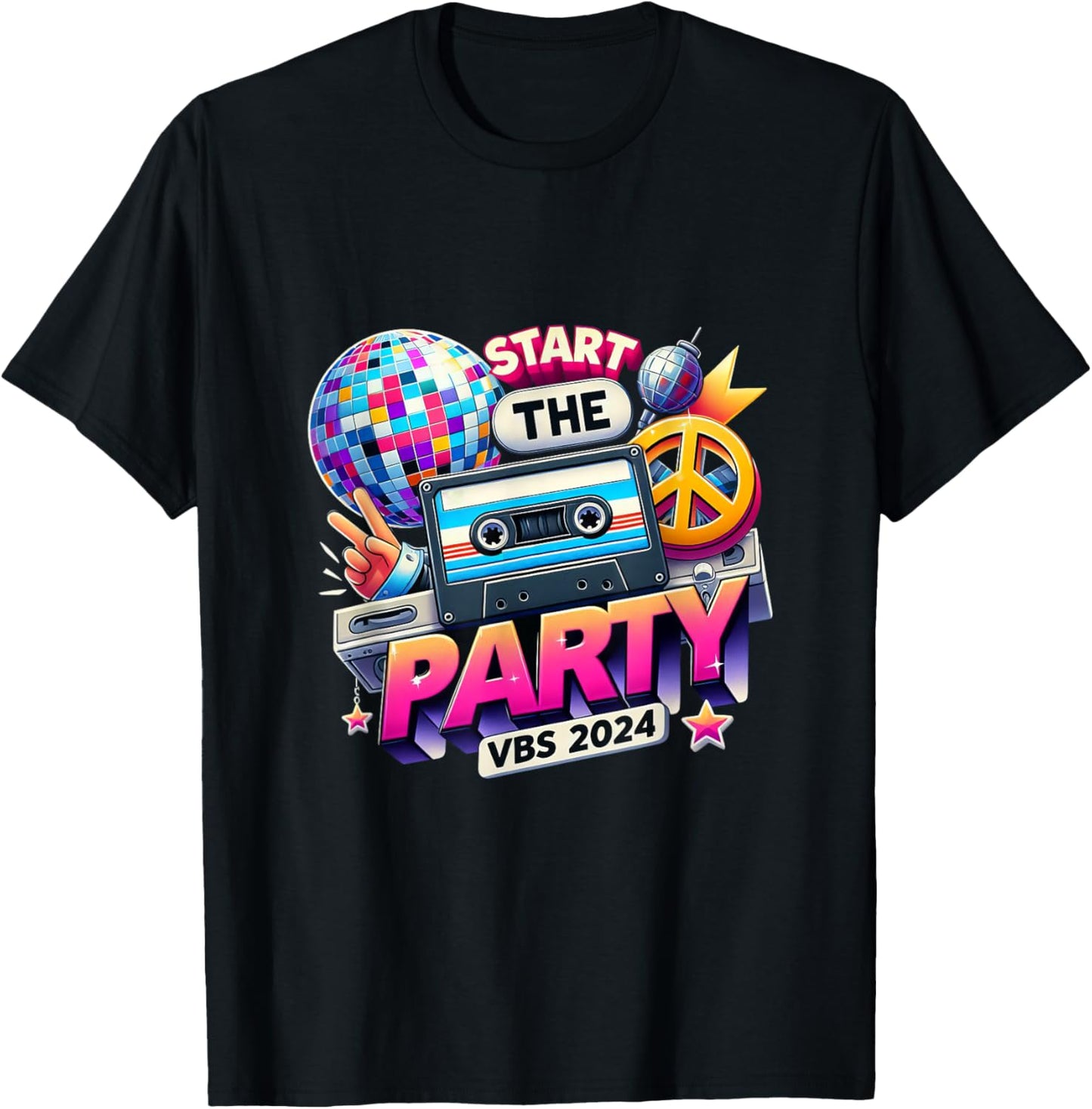 Vacation Bible School 2024 Start The Party Funny VBS 2024 T-Shirt - T-Shirt | Black