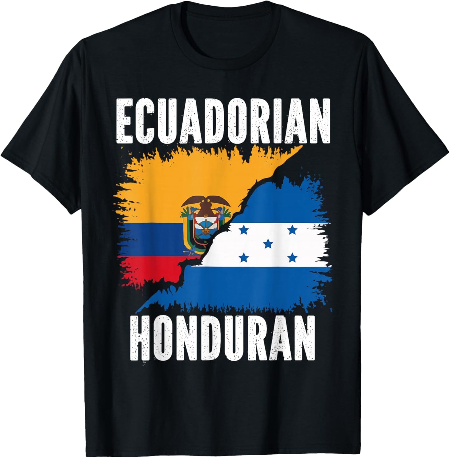 Half Honduran Half Ecuadorian Ecuador Flag Honduras T-Shirt - T-Shirt | Black