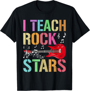 I Teach Rockstars Band Vibes Teacher Rocks My Music Teaching T-Shirt - T-Shirt | Black