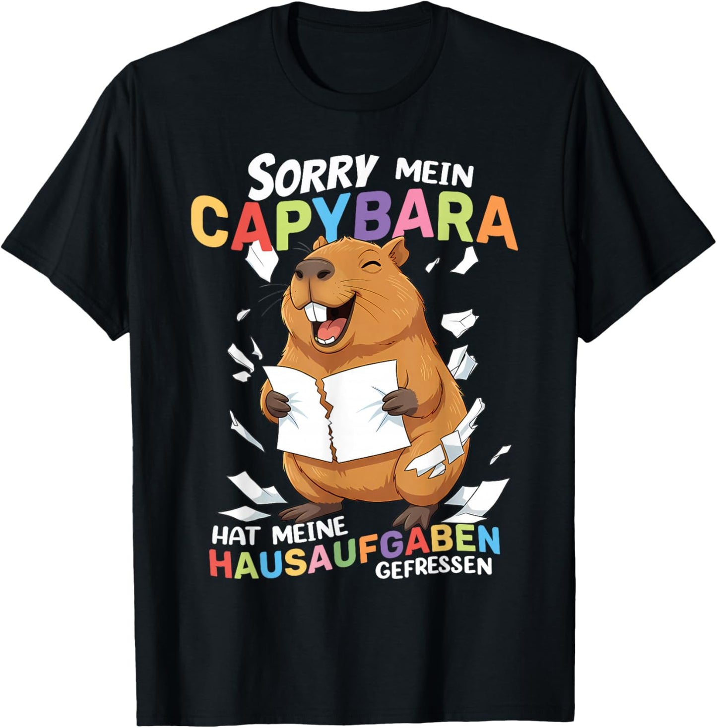 Sorry Mein Capybara Hat Meine Hausaufgaben Gefressen T-Shirt - T-Shirt | Black