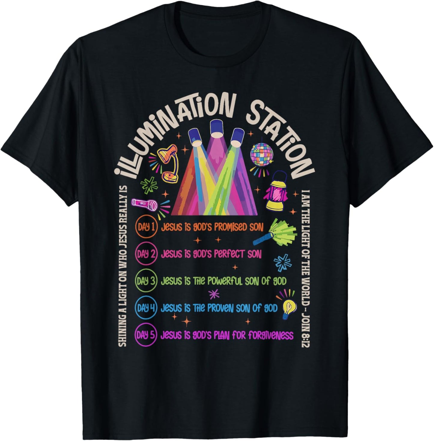 Illumination Station VBS 2026 Bible Jesus Christian Lights T-Shirt - T-Shirt | Black