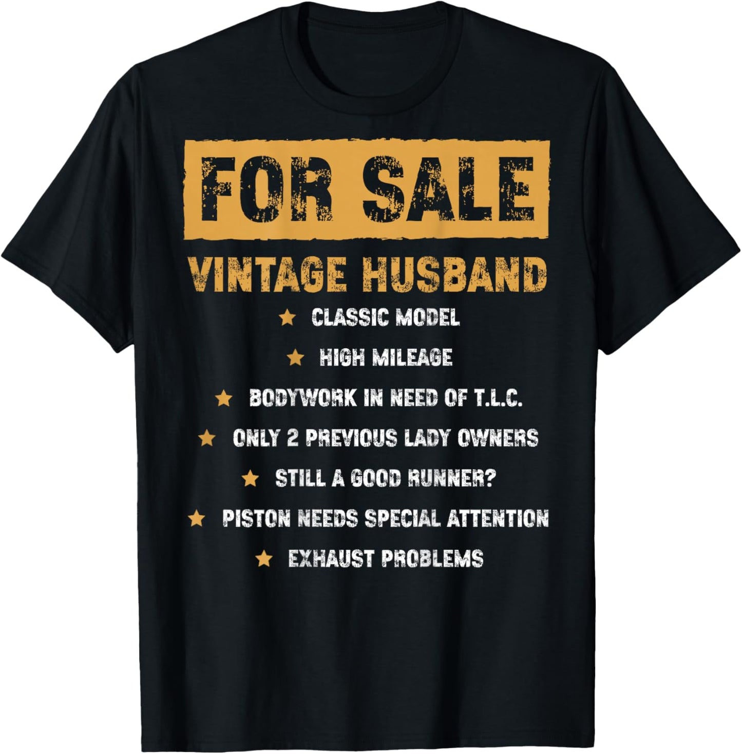 (ON Back) for Sale Vintage Husband Classic Model Fathers Day T-Shirt - T-Shirt | Black