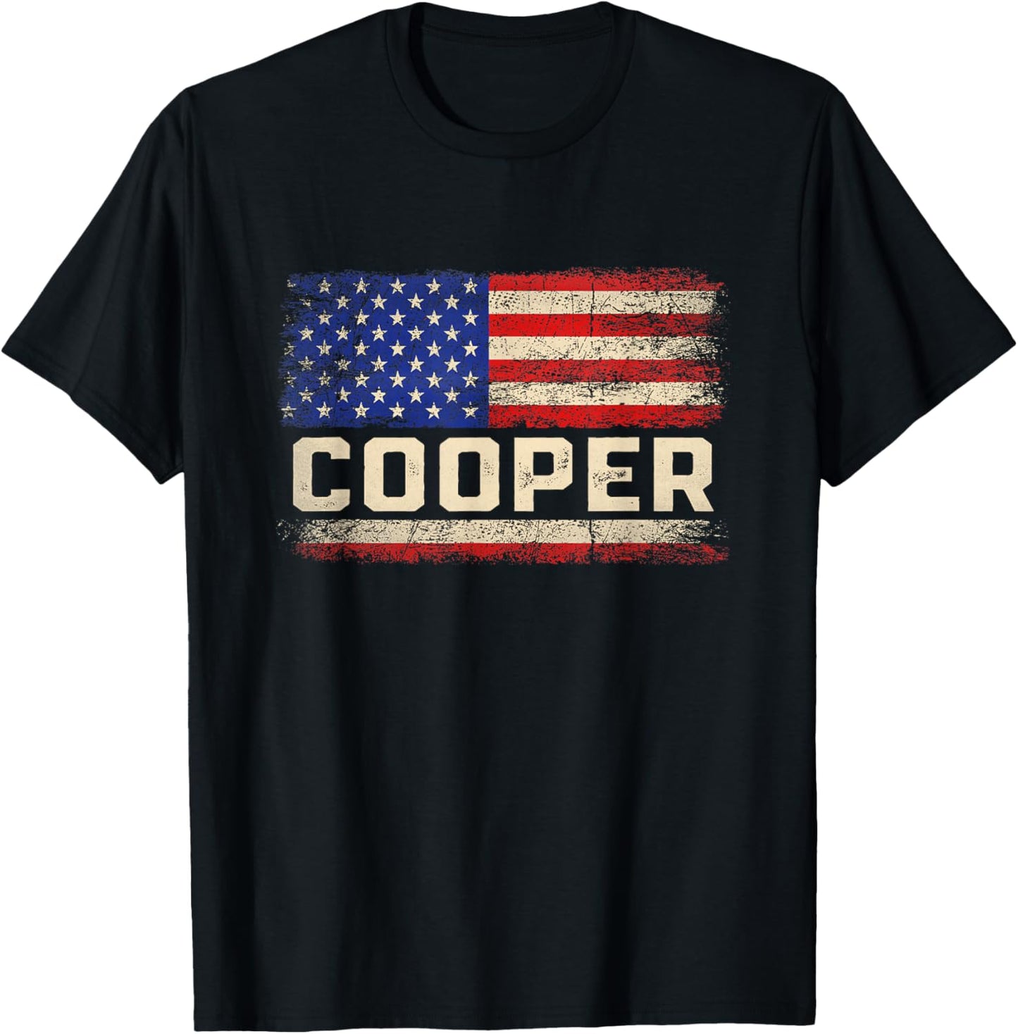 Cooper Last Name Shirt Cooper Name American Flag T-Shirt - T-Shirt | Black