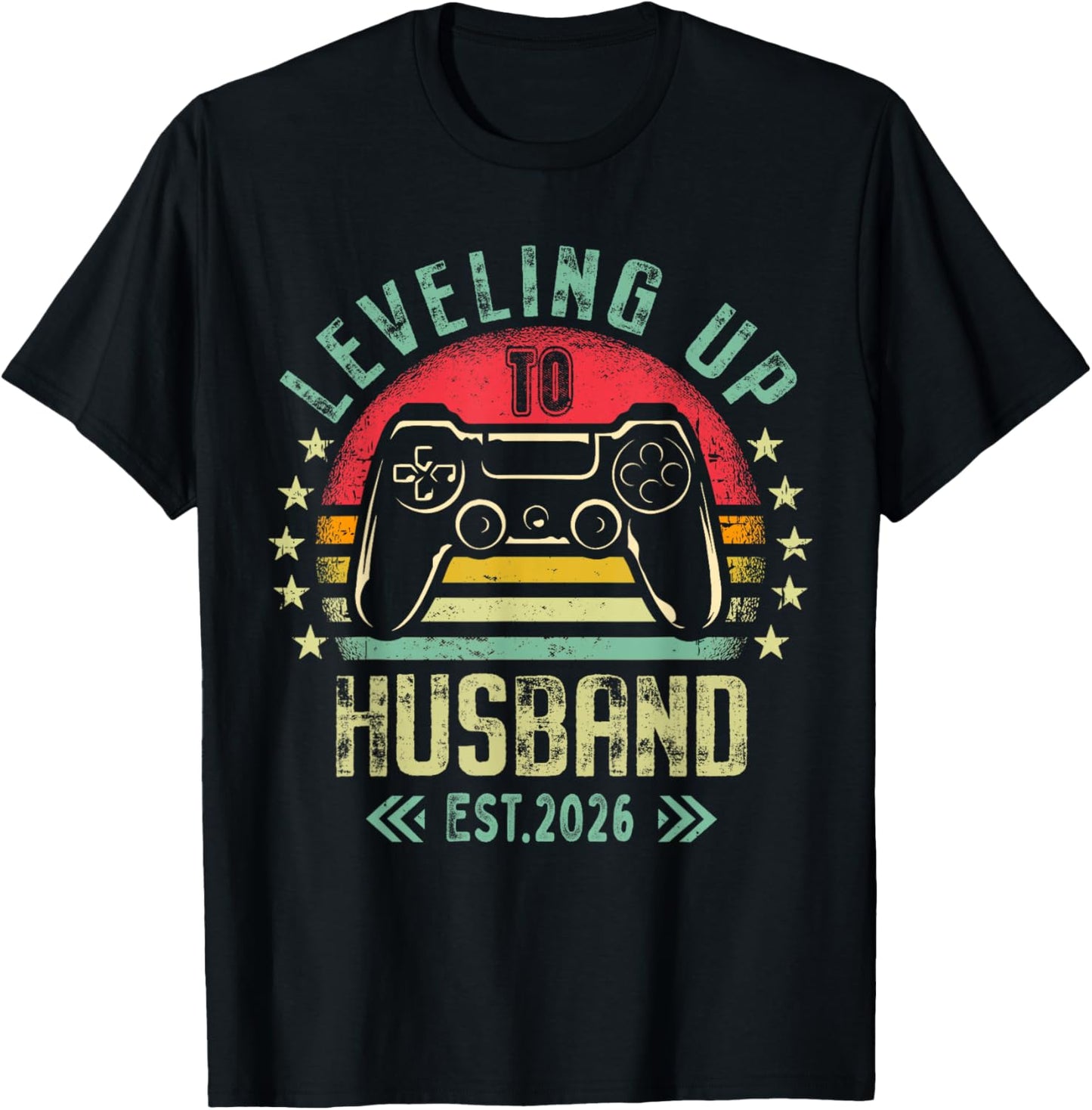 Engagement for Gamer Groom Leveling Up to Husband 2026 T-Shirt - T-Shirt | Black