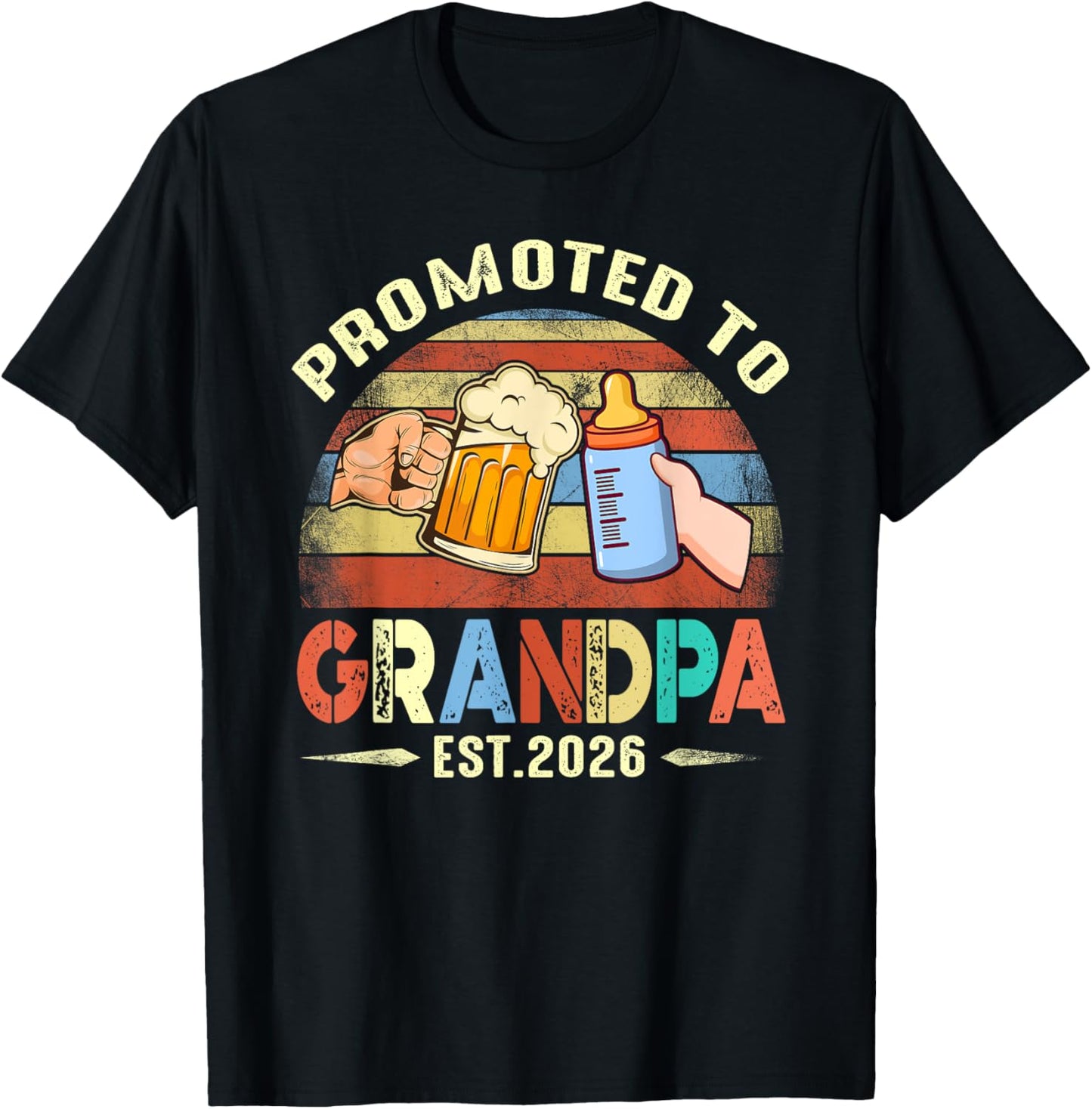 First time Grandpa New Dad Promoted to Grandpa 2026 T-Shirt - T-Shirt | Black