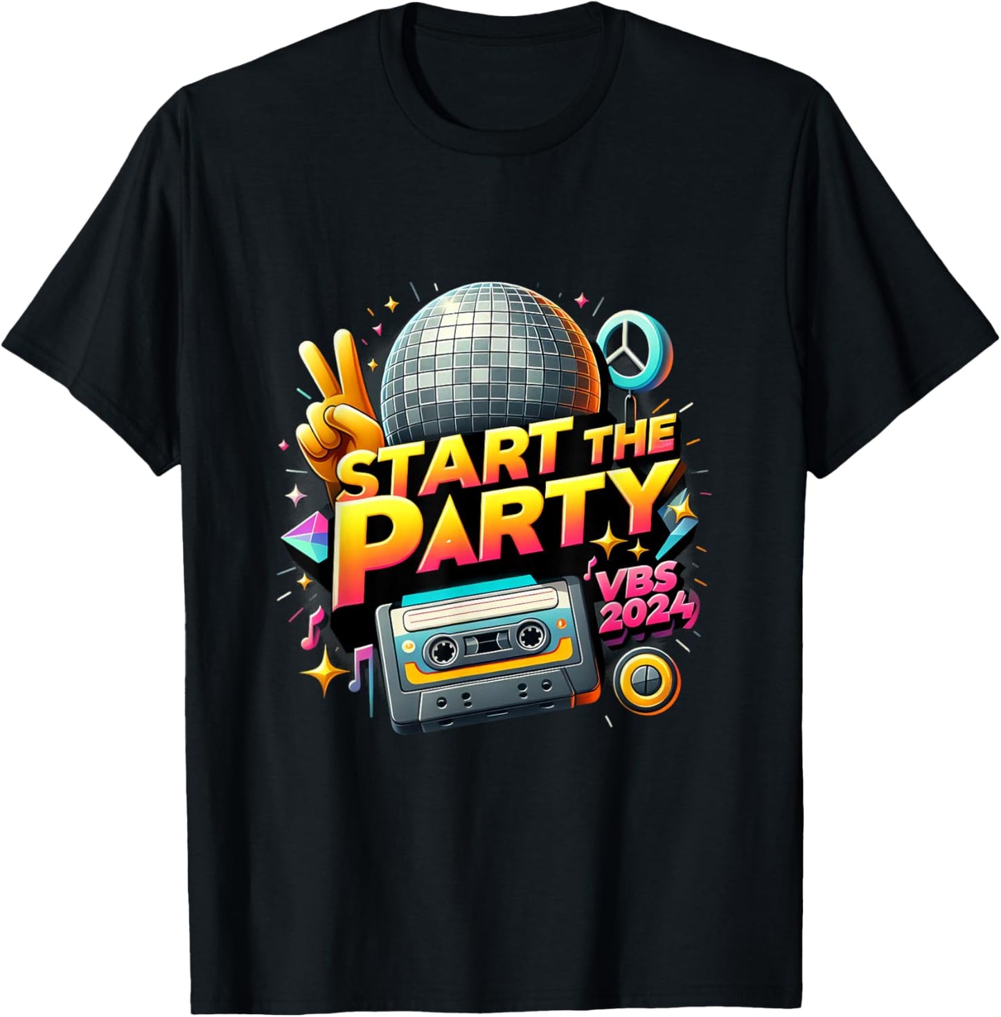 Start The Party Funny VBS 2024 Vacation Bible School 2024 T-Shirt - T-Shirt | Black