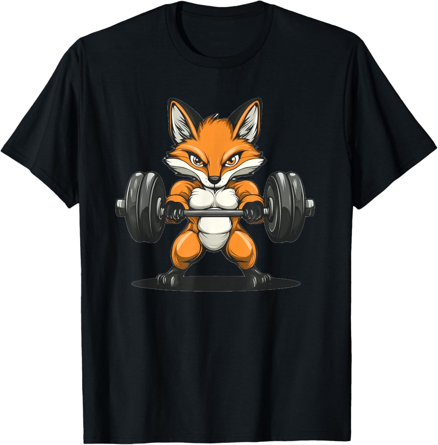 Fox Holding Dumbbells T-Shirt - T-Shirt | Black