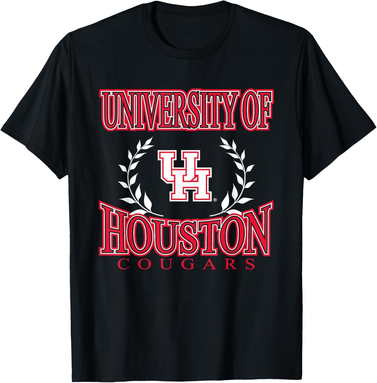Houston Cougars Laurels Black Officially Licensed T-Shirt - T-Shirt | Black