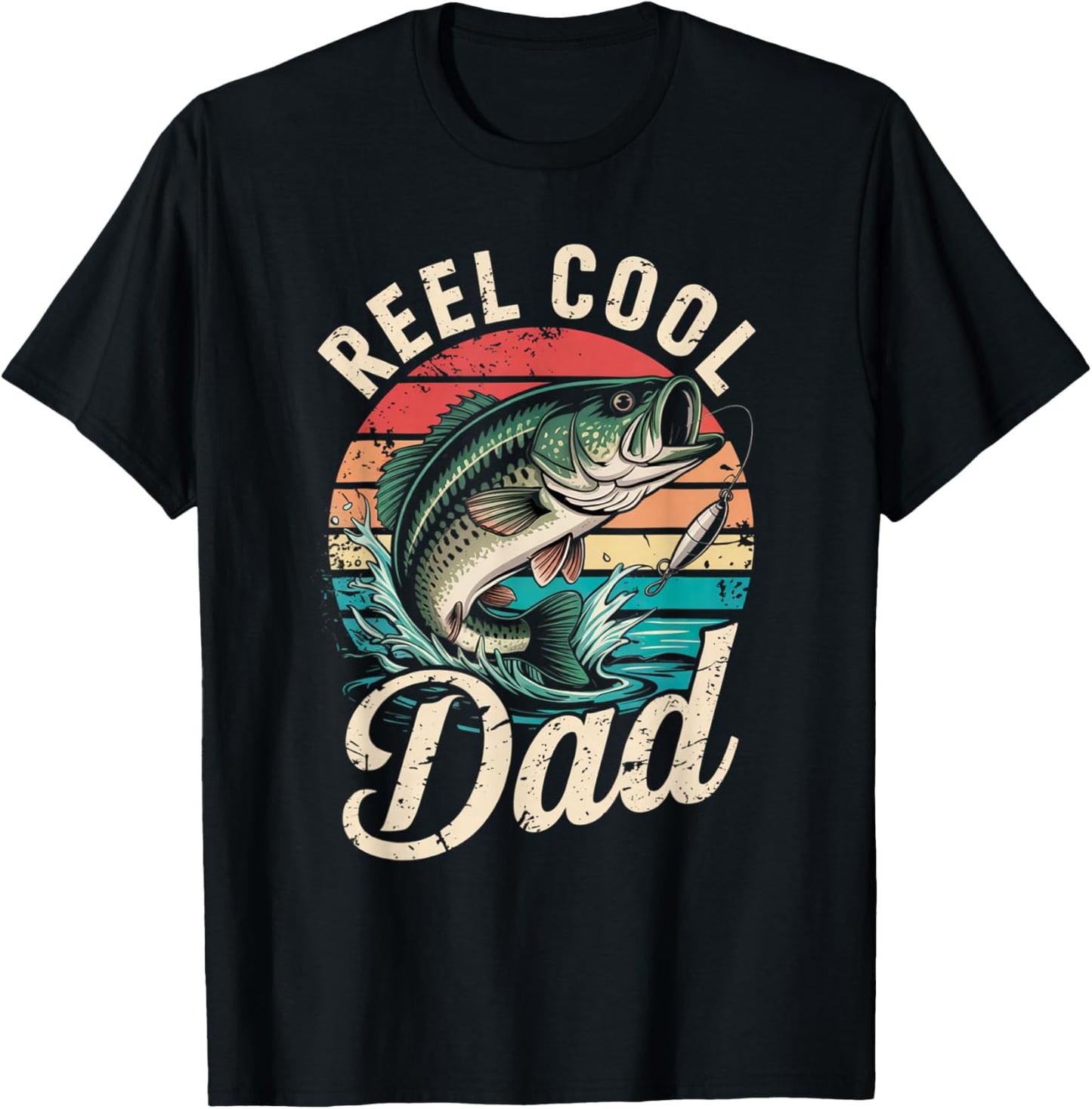 Reel Cool Dad Vintage Funny Men Fishing Matching Fathers Day T-Shirt - T-Shirt | Black