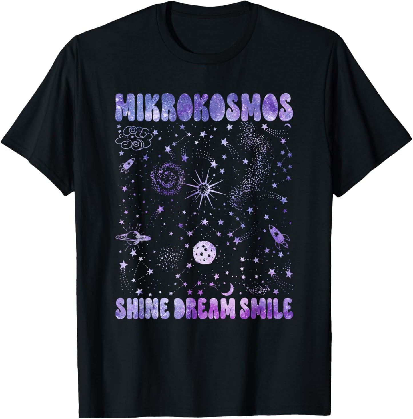 Mikrokosmos Shine Dream Smile Twinkling Starlight Astronaut T-Shirt - T-Shirt | Black