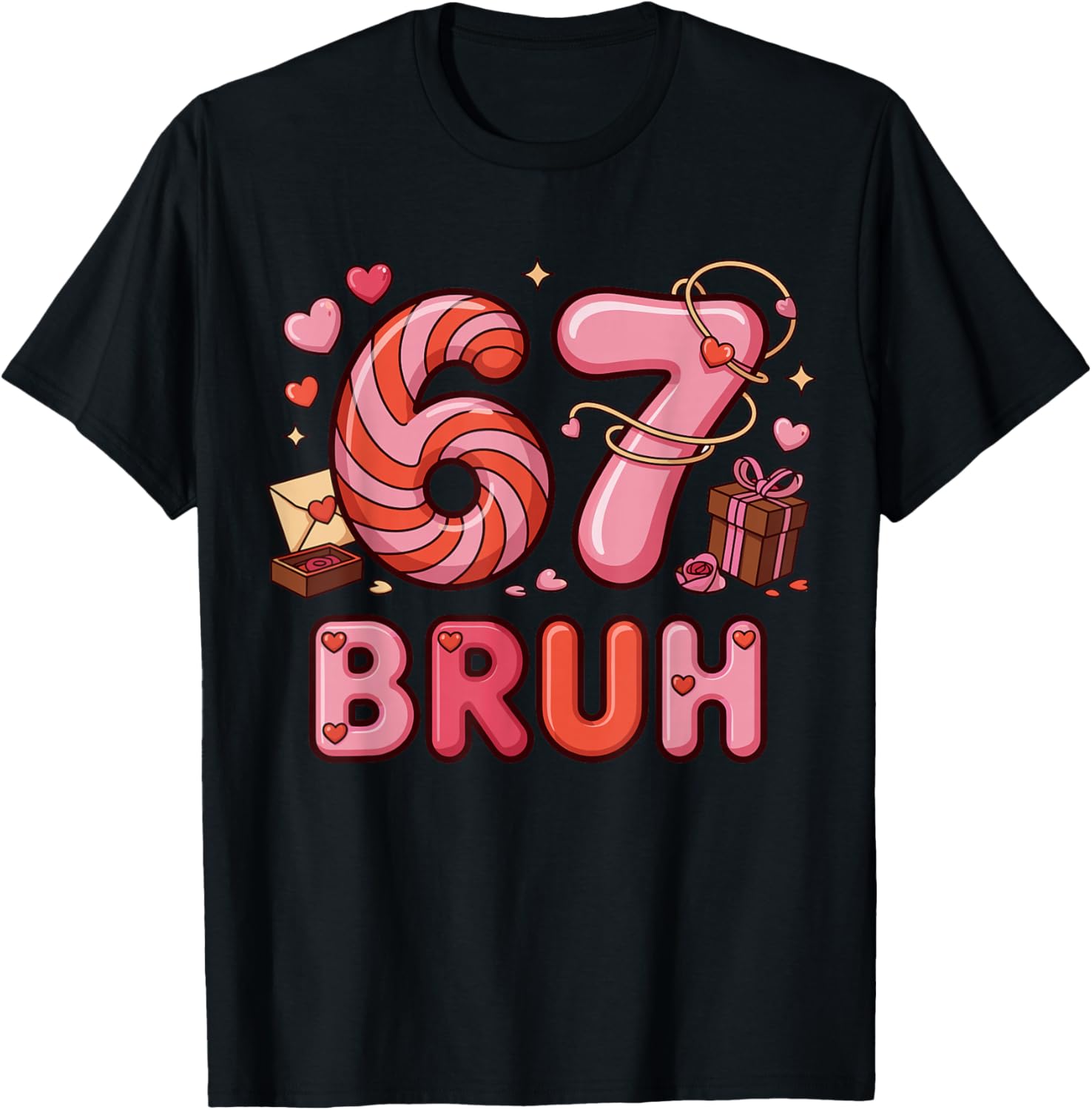Be My Six Seven Valentine Cool Valentine’s Day 67 Meme T-Shirt - T-Shirt | Black