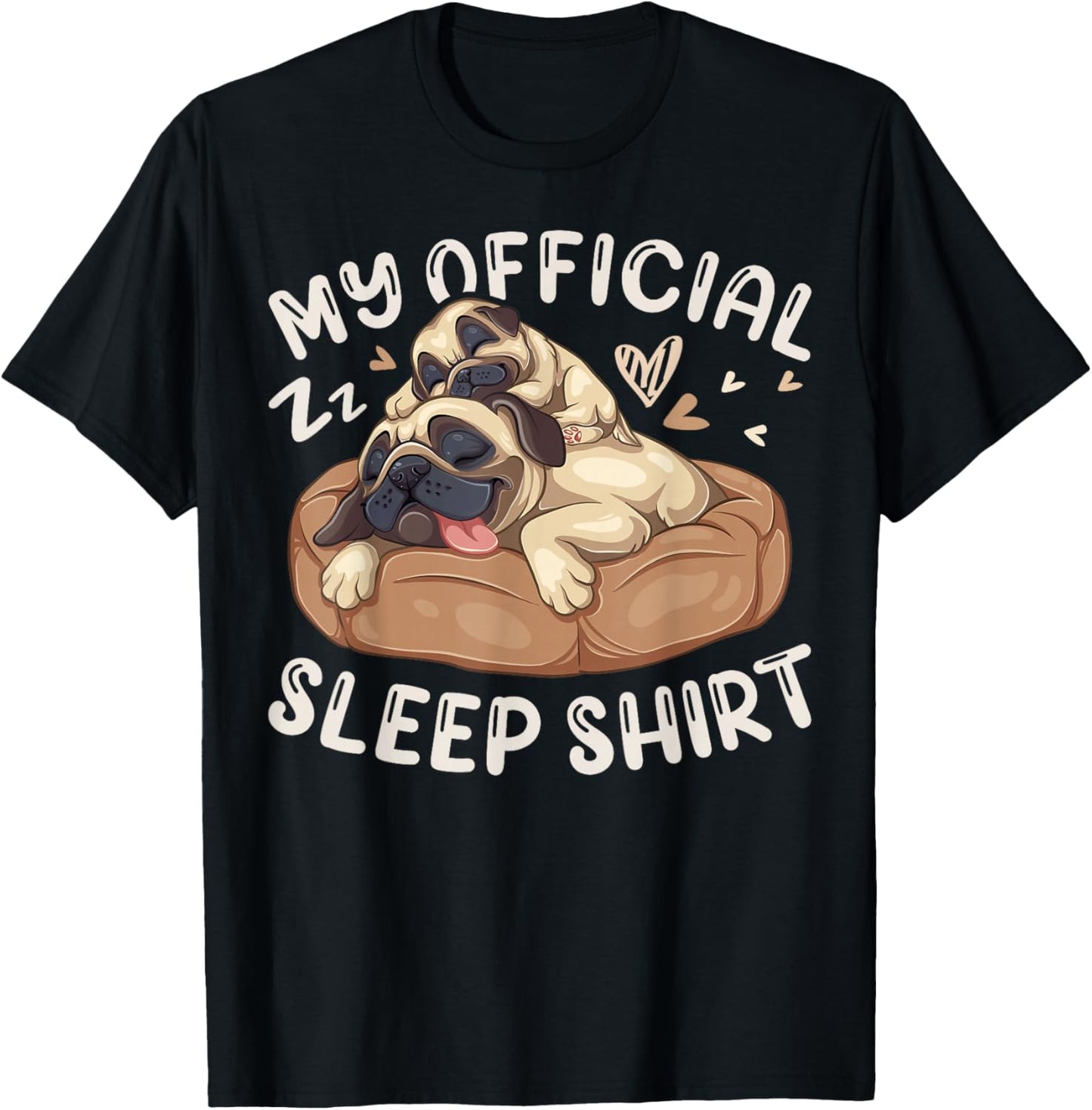 My Official Sleep Shirt, Pug Dog with Puppy T-Shirt - T-Shirt | Black