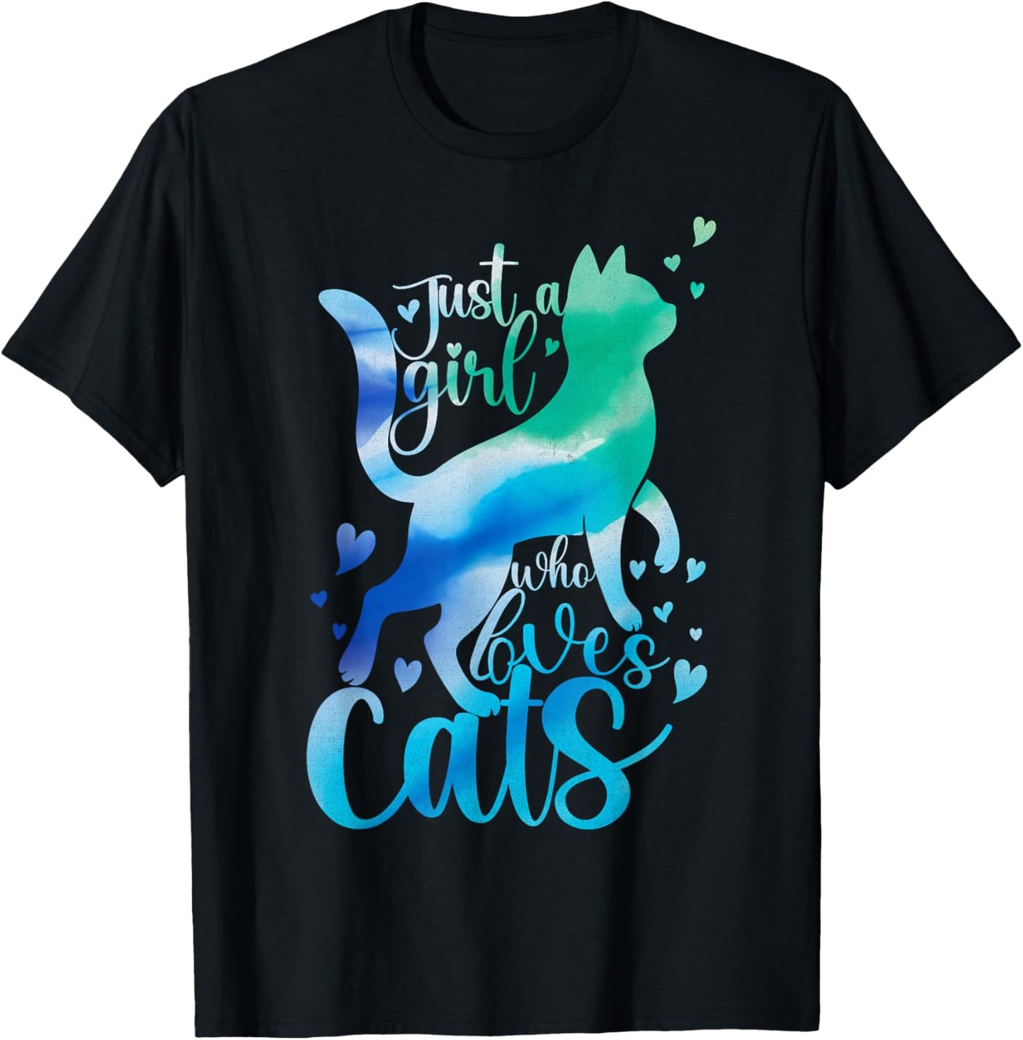 Cute Kitty Cat Shirt Cat Lover Just A Girl Who Loves Cats T-Shirt - T-Shirt | Black