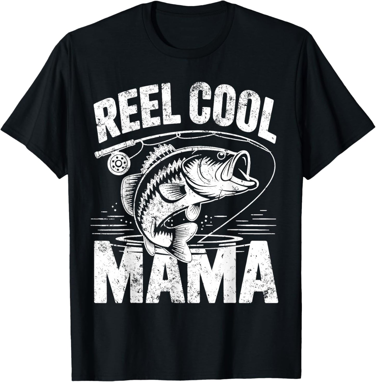 Reel Cool Mama Fishing Mom Gifts Mother's Day Fisherman Fish T-Shirt - T-Shirt | Black