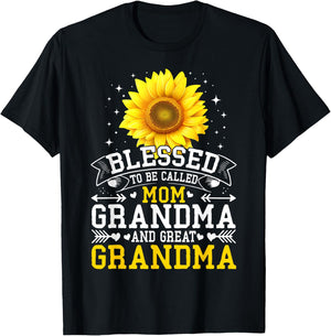 Blessed To Be Called Mom And Great Grandma Mother's Day T-Shirt - T-Shirt | Black