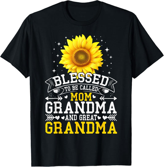 Blessed To Be Called Mom And Great Grandma Mother's Day T-Shirt - T-Shirt | Black