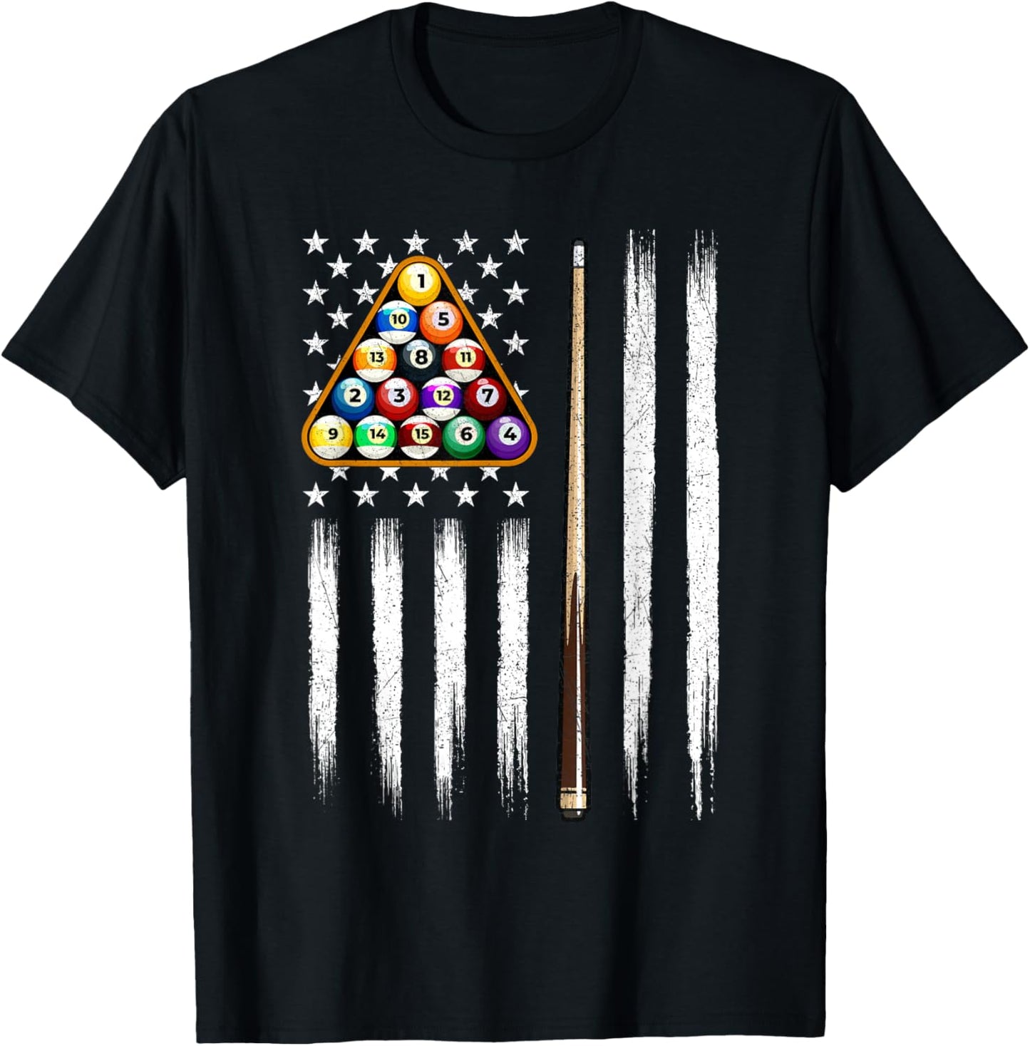 American Flag Billiard - 8 Ball Billiard Game Pool Player T-Shirt - T-Shirt | Black
