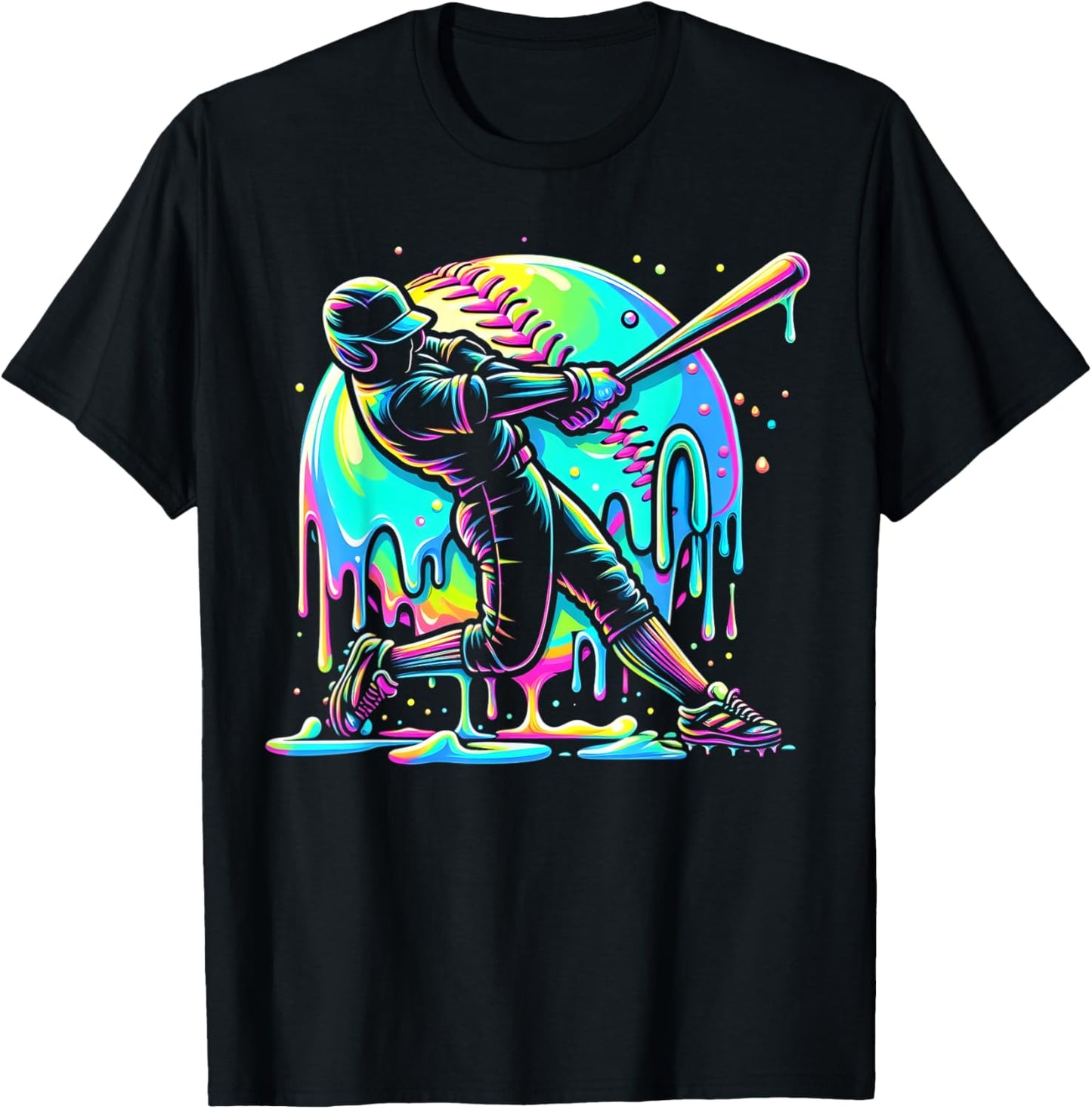 Baseball Drip Boys Batter Ice Cream Drip Youth Player Fan T-Shirt - T-Shirt | Black