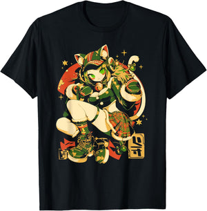 Alternative Christmas Manga Japan Anime Woman co. Christmas Cat Girl Anime Waifu Kawaii Japan Holiday Cute T-Shirt - T-Shirt | Black