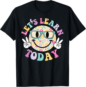 Groovy Retro Lets Learn Today Teacher Student Back To School T-Shirt - T-Shirt | Black
