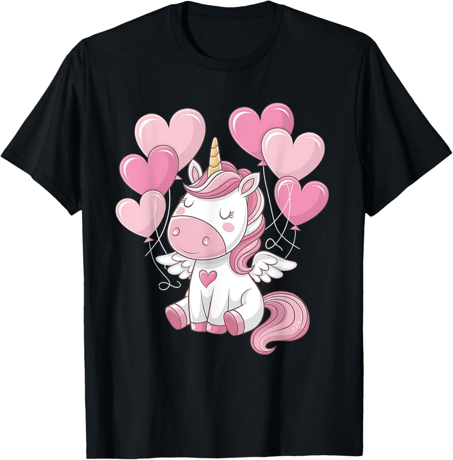 Unicorn Valentines Day Love Heart Rainbow Toddler Girl T-Shirt - T-Shirt | Black