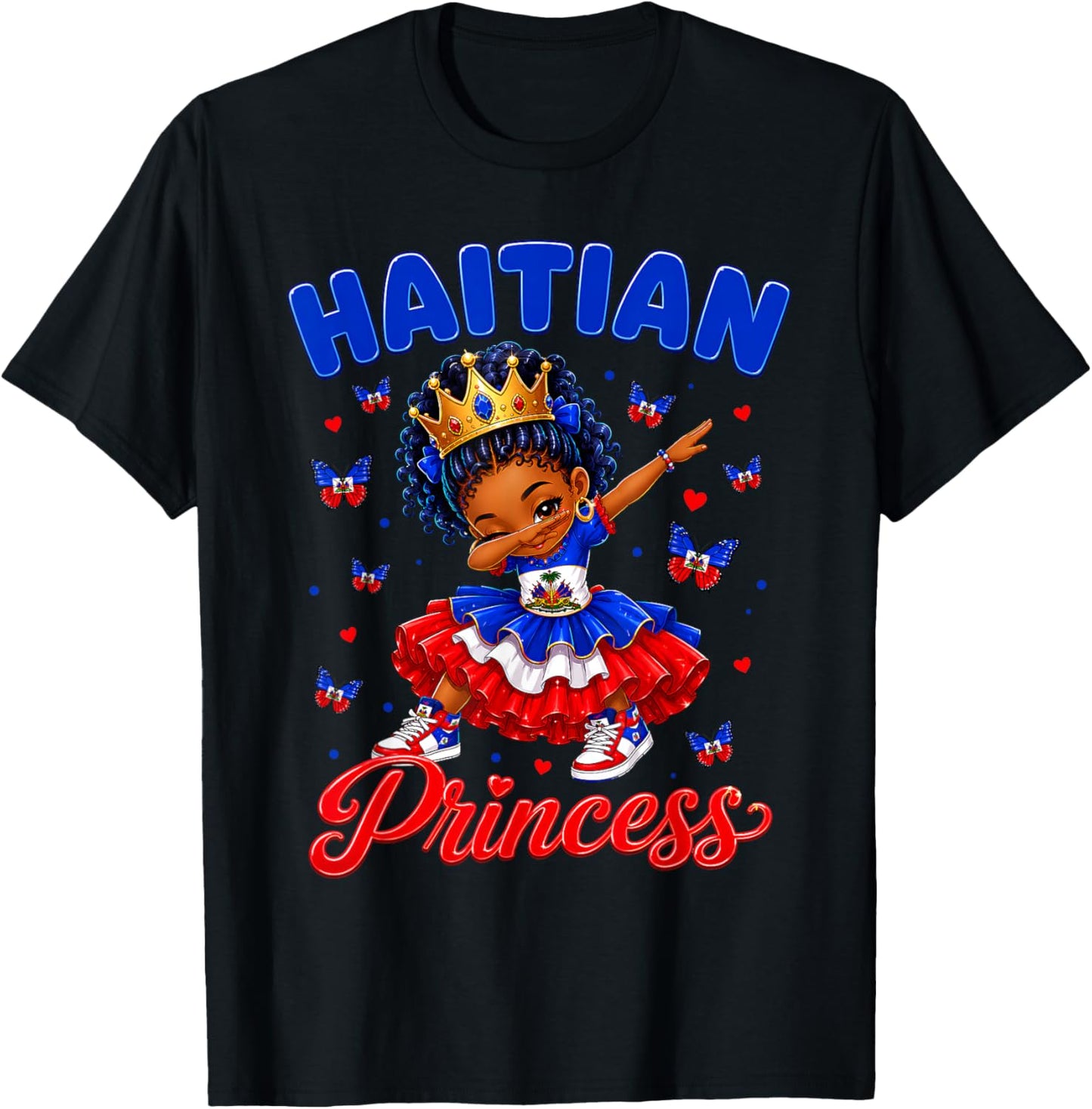 Haitian Princess Flag Day Cute Haiti Dab Girls Kids Toddler T-Shirt - T-Shirt | Black