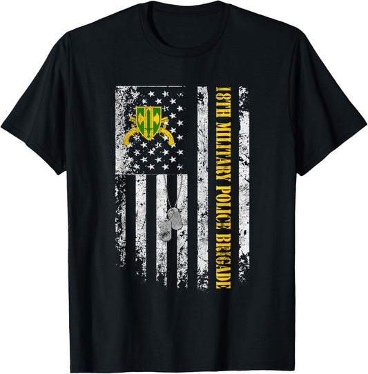 18th Military Police Brigade Veteran Vintage Flag Patriotic T-Shirt - T-Shirt | Black