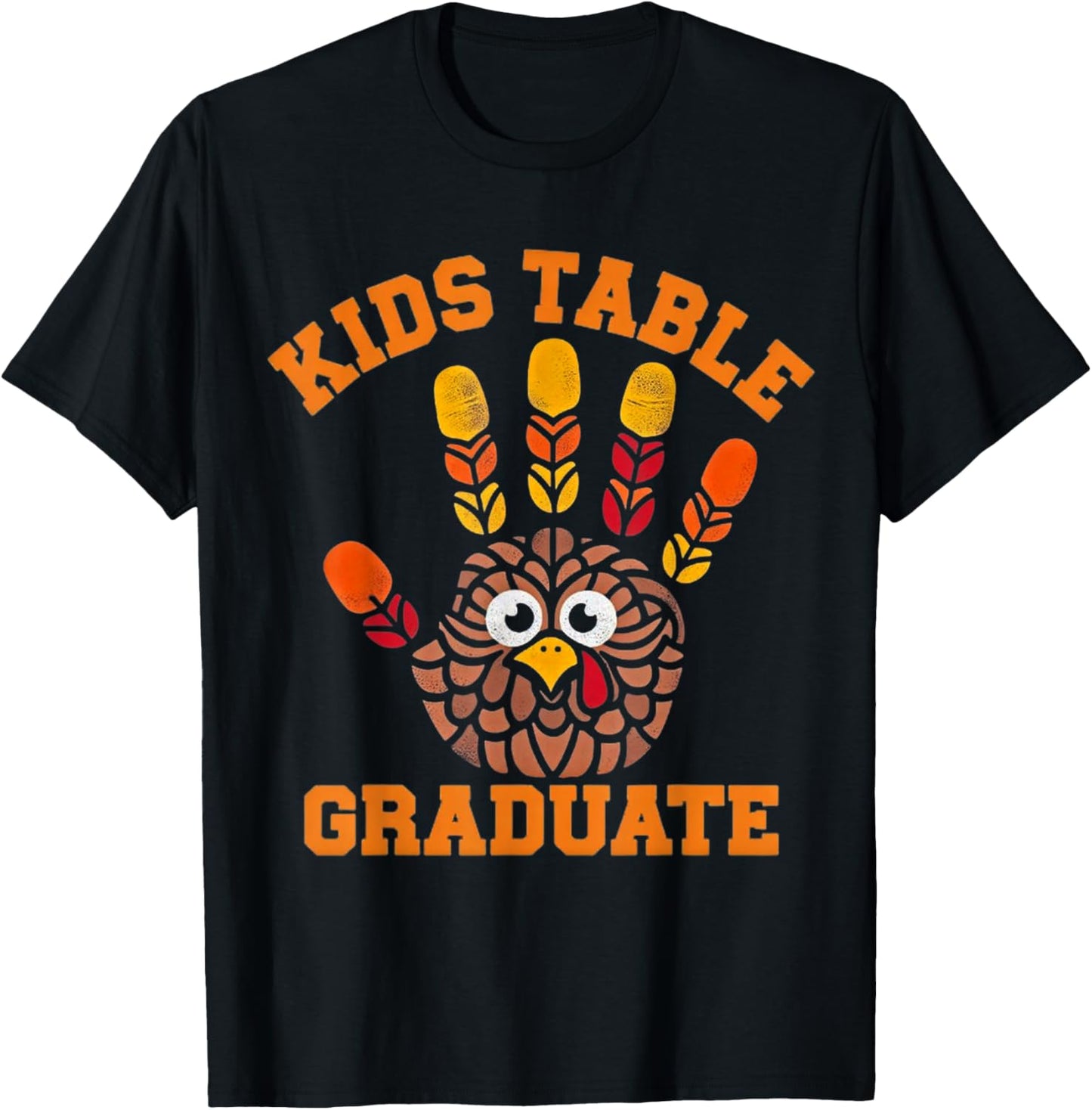 Kids Table Graduate Turkey Handprint T-Shirt - T-Shirt | Black