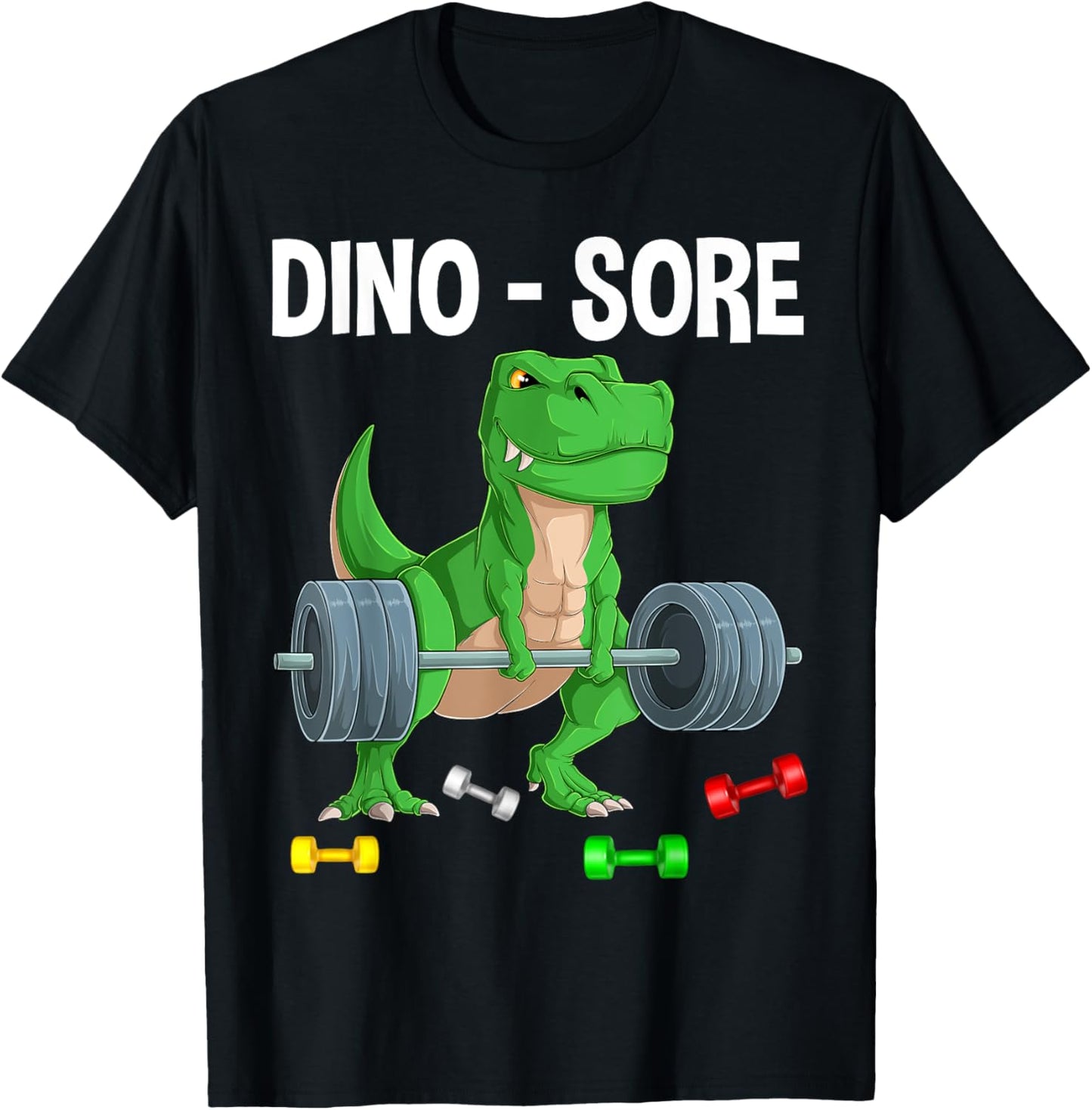 Funny Dinosaur Workout Gym Fitness Lifting, Cute Dino Sore T-Shirt - T-Shirt | Black