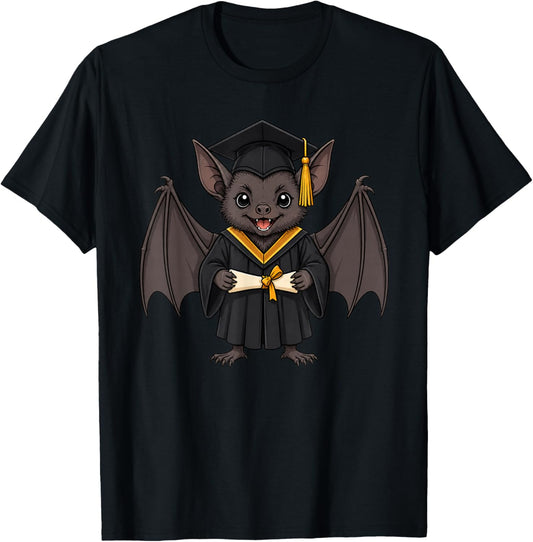 Cute Bat Graduation T-Shirt - T-Shirt | Black