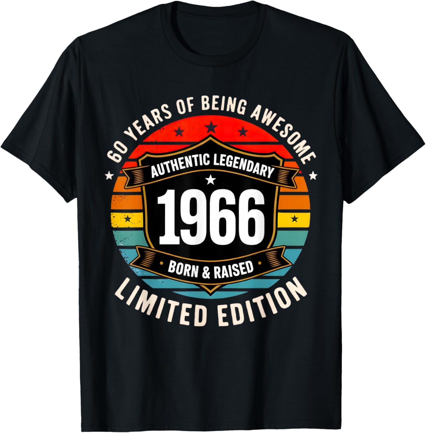 Vintage 1966 60th Birthday Gift Men Women 60 Years Old T-Shirt - T-Shirt | Black