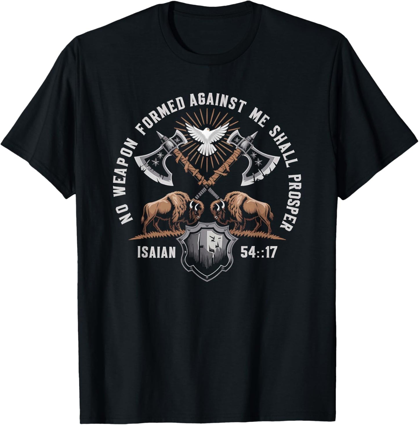 No Weapon Formed Against Me Shall Prosper Isaiah Day 41 T-Shirt - T-Shirt | Black