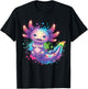 Axolotl Beautiful Colorful Art Kawai Colorful Love Axolotls T-Shirt - T-Shirt | Black